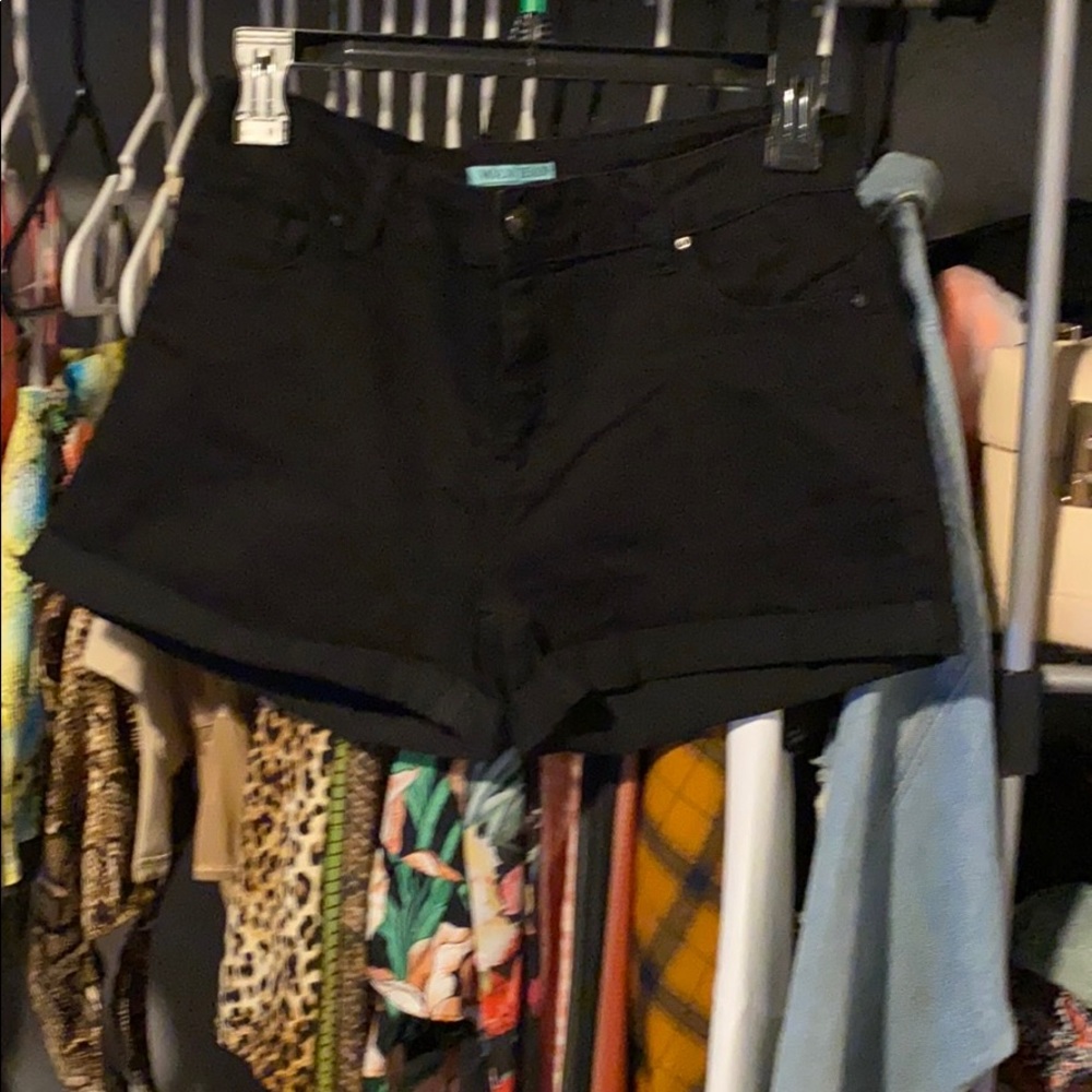 Black cuffed shorts
